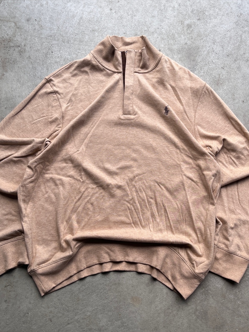 Polo Ralph Lauren Tan Quarter Zip Long Sleeve Shirt